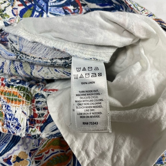 C&C California Linen Wide Leg Crop Pants Tropical Leaf Print Size L - Picture 7 of 12